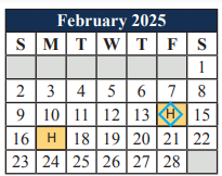 District School Academic Calendar for Carol Holt Elementary for February 2025
