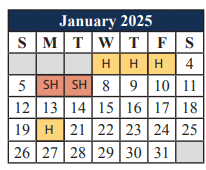 District School Academic Calendar for T A Howard Middle for January 2025