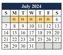 District School Academic Calendar for Erma Nash Elementary for July 2024