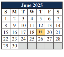 District School Academic Calendar for Mansfield Legacy High School for June 2025
