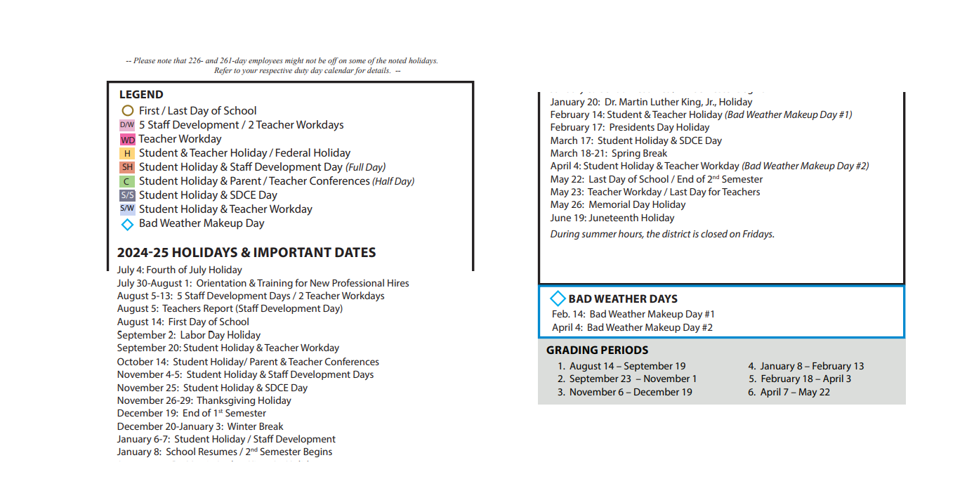 District School Academic Calendar Key for Glenn Harmon Elementary