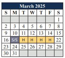 District School Academic Calendar for Tarver-rendon Elementary for March 2025