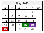 District School Academic Calendar for Southeast Elementary School for May 2025