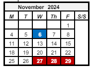 District School Academic Calendar for Southeast Elementary School for November 2024