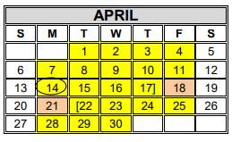 District School Academic Calendar for Jackson Elementary for April 2025