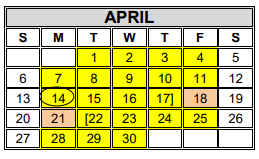 District School Academic Calendar for Crockett Elementary for April 2025