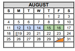 District School Academic Calendar for Instr/guid Center for August 2024