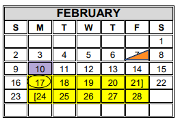 District School Academic Calendar for Milam Elementary for February 2025