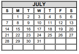 District School Academic Calendar for Milam Elementary for July 2024