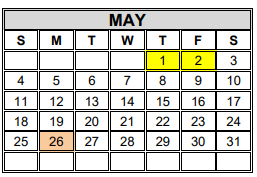 District School Academic Calendar for Milam Elementary for May 2025