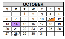 District School Academic Calendar for Memorial High School for October 2024