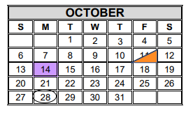 District School Academic Calendar for Cathey Middle School for October 2024