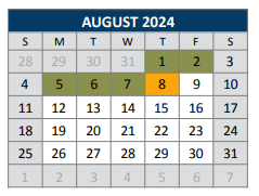 District School Academic Calendar for J J A E P for August 2024