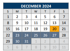 District School Academic Calendar for Caldwell Elementary for December 2024