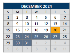 District School Academic Calendar for Jose De Jesus And Maria Luisa Vega for December 2024