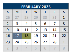 District School Academic Calendar for Naomi Press Elementary School for February 2025