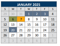 District School Academic Calendar for J J A E P for January 2025