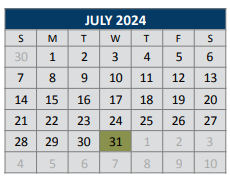 District School Academic Calendar for Jose De Jesus And Maria Luisa Vega for July 2024