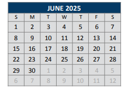 District School Academic Calendar for Dean And Mildred Bennett Elementary for June 2025
