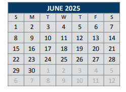 District School Academic Calendar for Reuben Johnson Elementary for June 2025