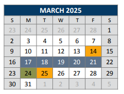 District School Academic Calendar for C T Eddins Elementary for March 2025