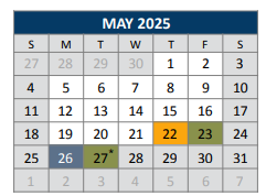 District School Academic Calendar for Burks Elementary for May 2025