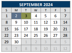 District School Academic Calendar for Jose De Jesus And Maria Luisa Vega for September 2024