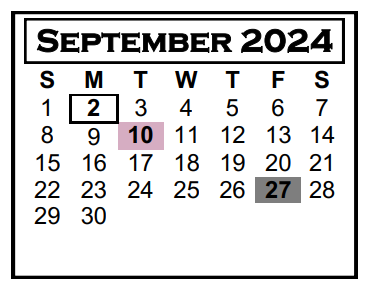 District School Academic Calendar for Chiddix Jr High School for September 2024