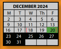 District School Academic Calendar for Hickory Ridge Elementary School for December 2024