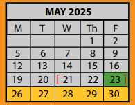District School Academic Calendar for Hickory Ridge Elementary School for May 2025