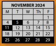 District School Academic Calendar for Hickory Ridge Elementary School for November 2024