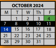 District School Academic Calendar for Hickory Ridge Elementary School for October 2024