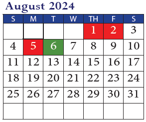 District School Academic Calendar for Marion Park Complex for August 2024