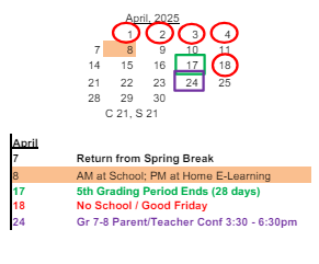 District School Academic Calendar for Jonas E Salk Elem Sch for April 2025