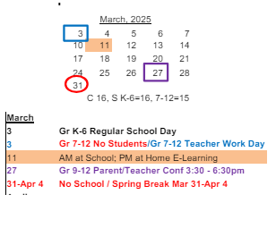 District School Academic Calendar for Jonas E Salk Elem Sch for March 2025