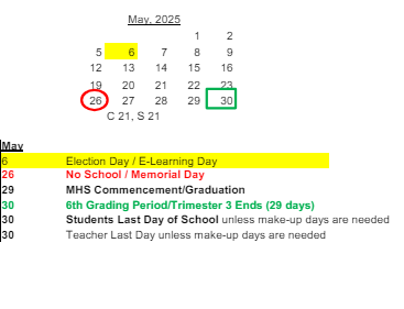 District School Academic Calendar for Jonas E Salk Elem Sch for May 2025