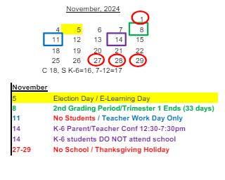 District School Academic Calendar for Jonas E Salk Elem Sch for November 2024