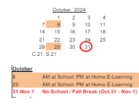 District School Academic Calendar for Jonas E Salk Elem Sch for October 2024