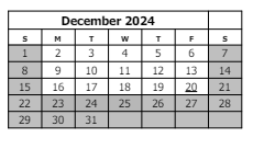 District School Academic Calendar for Broadway Elementary School for December 2024