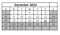 District School Academic Calendar for Hawthorne Building for December 2024