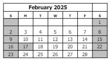 District School Academic Calendar for Hawthorne Building for February 2025