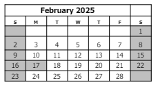 District School Academic Calendar for Orchard Avenue Elementary School for February 2025