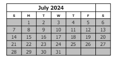District School Academic Calendar for Nisley Elementary School for July 2024