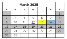 District School Academic Calendar for Hawthorne Building for March 2025