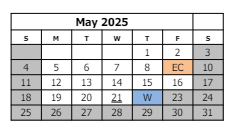 District School Academic Calendar for Nisley Elementary School for May 2025