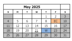 District School Academic Calendar for Hawthorne Building for May 2025