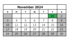 District School Academic Calendar for Appleton Elementary School for November 2024