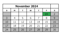 District School Academic Calendar for Fruita 8/9 School for November 2024