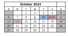 District School Academic Calendar for Dual Immersion Academy School for October 2024