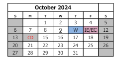 District School Academic Calendar for Pear Park Elementary School for October 2024